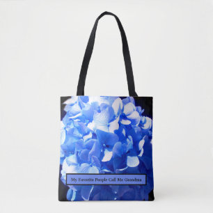 Bolsa Tote Azul cobalto floral elegantes hortênsias azuis 