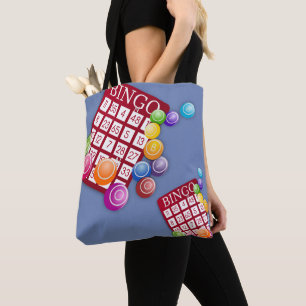 Bolsa Tote Azul da sacola do impressão dos cartões e dos
