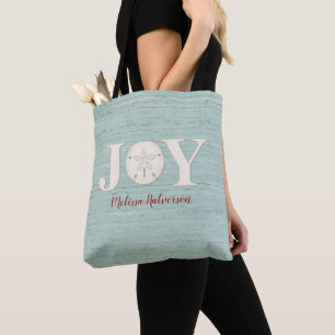 Bolsa Tote Azul de Joy Casal de Natal com Dólar