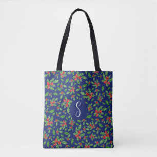Bolsa Tote Azul de Natal deixa monograma personalizado