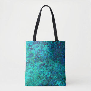 Bolsa Tote Azul de pedra mármore de textura e azul de turque