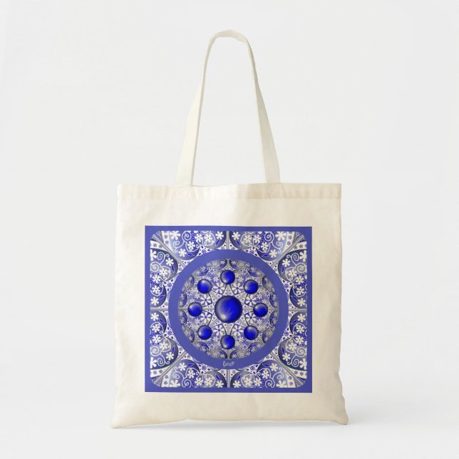 Bolsa Tote Azul de rendas cerâmicas de Grécia (Frente)