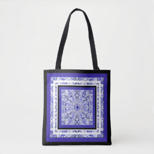 Bolsa Tote Azul de rendas cerâmicas de Grécia