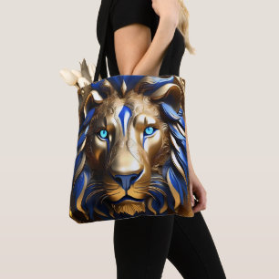 Bolsa Tote Azul De Sapphire E Leão Dourado,