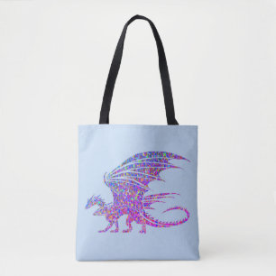 Bolsa Tote Azul-Dragão Mosaico Incrível
