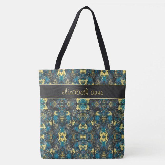 Bolsa Tote Azul e Amarelo Modernos (Frente)