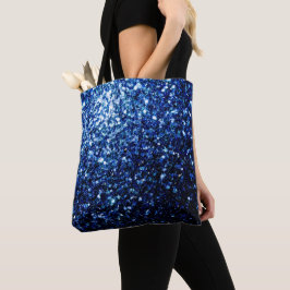 Bolsa Tote Azul escuro profundo brilhante falso brilho faísca