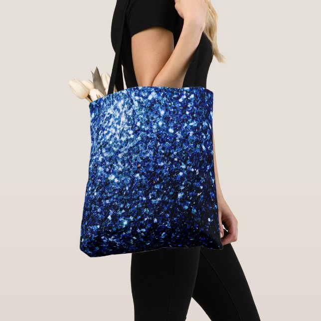 Bolsa Tote Azul escuro profundo brilhante falso brilho faísca (Close Up)