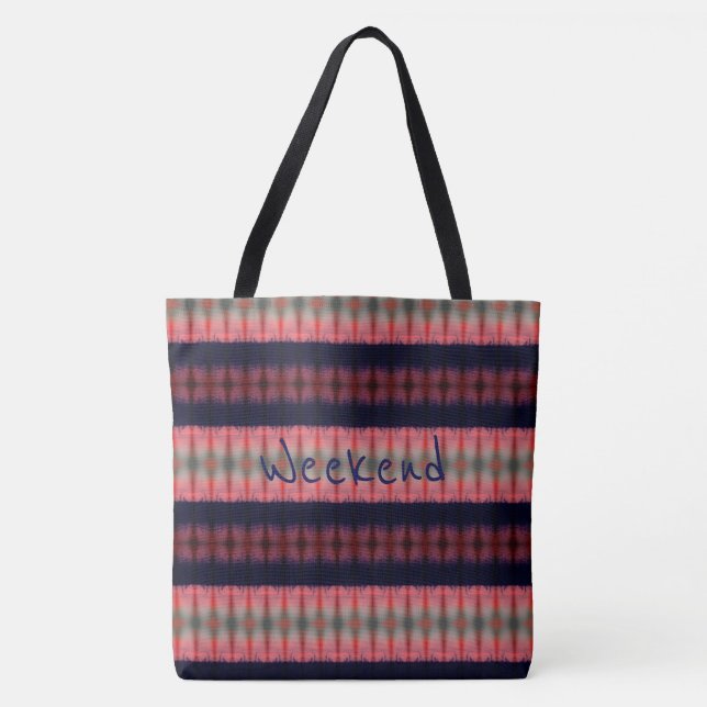 Bolsa Tote Azul Escuro Rosa e Verde (Frente)