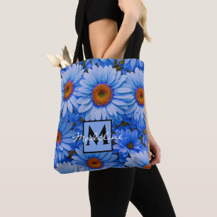 Bolsa Tote Azul floral girassol azul marisca personalização a