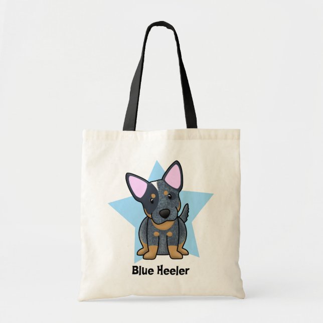 Bolsa Tote Azul Heeler da estrela de Kawaii (Frente)