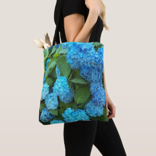 Bolsa Tote Azul, Hydrangea Blooms Floral