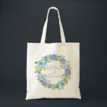 Bolsa Tote Azul Hydrangea Floral | Matriz Tote Bag Honor<br><div class="desc">Azul Hydrangea Floral | Presente de Matrão de Honra | Flores de Aquarelas Azuis</div>