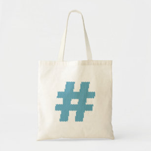 Bolsa Tote Azul legal sacola feita malha do sinal de Hashtag