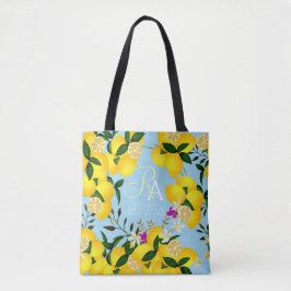 Bolsa Tote Azul-limão-monograma