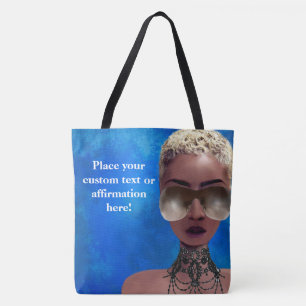 Bolsa Tote Azul louro da arte preta da beleza da baga da