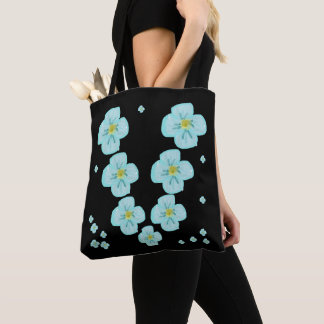 Bolsa Tote Azul Marinho Delicado Branco & Padrão de Margarida