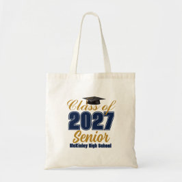 Bolsa Tote Azul Marinho Dourado Turma de 2027 Personalizado S