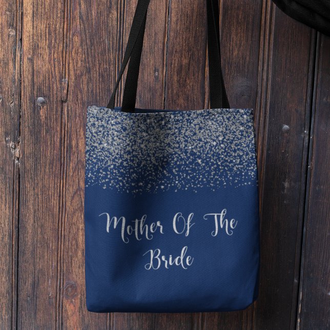Bolsa Tote Azul Marinho Lantejoulas Prateadas Casamento Mãe d (Criador carregado)