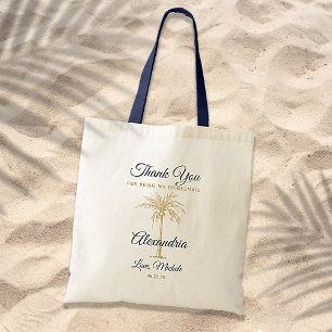 Bolsa Tote Azul Marinho Palma Dourada Agradecimento à Dama de