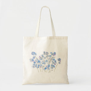 Bolsa Tote azul não me esqueças tinta e aquarela 2023