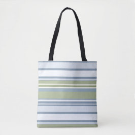 Bolsa Tote Azul Pastel Escuro e Listras de Chuva de Primavera