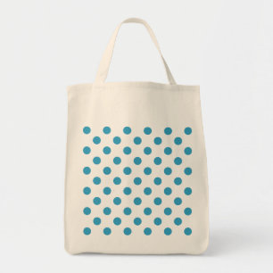 Bolsa Tote Azul Pavão Bolinhas Círculos