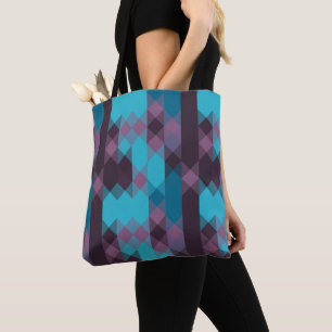 Bolsa Tote azul pavão, roxo, azul topázio e trovão