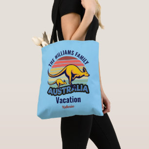 Bolsa Tote Azul Personalizado Costeiro Trip Cute Kangaroo Sun