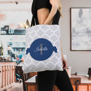 Bolsa Tote Azul Quatrefoil Personalizado