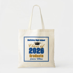 Bolsa Tote Azul Real Dourado Turma de 2026 Formatura Personal