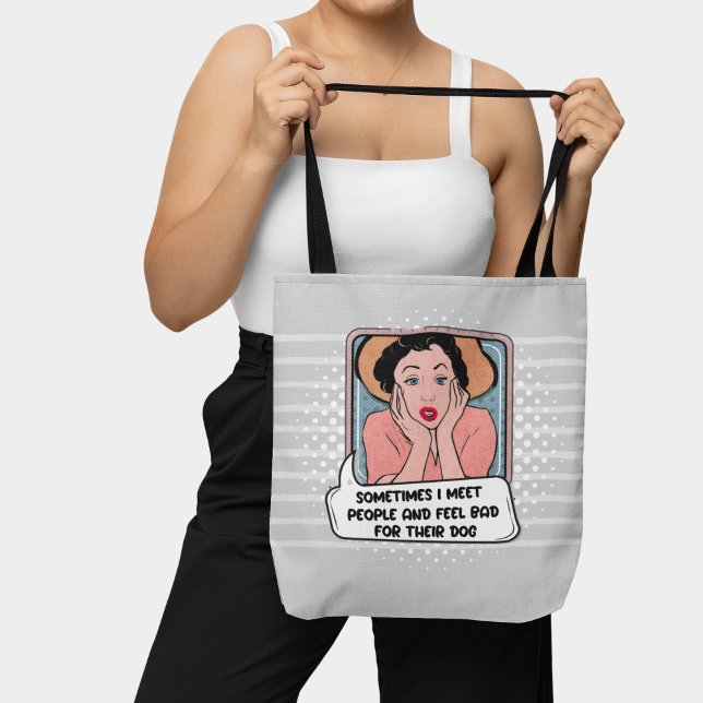 Bolsa Tote Azul-rosa feminista retrô-arte engraçada (Criador carregado)