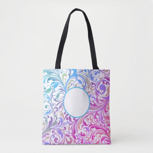 Bolsa Tote Azul Roxo - Colorida Personalizável Moderno (Frente)