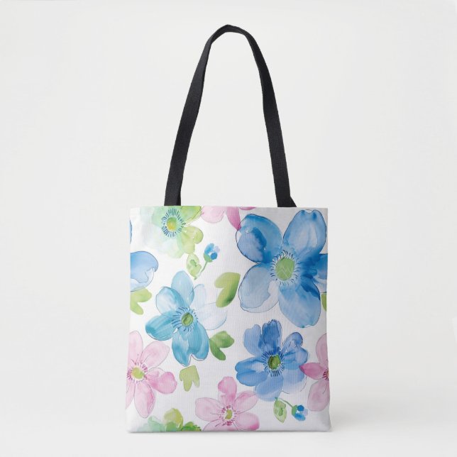 Bolsa Tote Azul verde-rosa-chic (Frente)