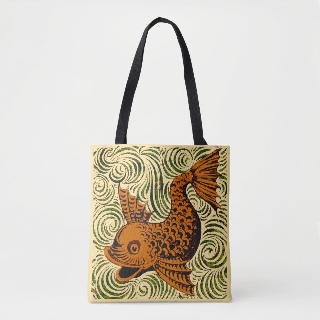 Bolsa Tote Azulejo Antigo Peixe Arte Antiga de Morgan (Frente)