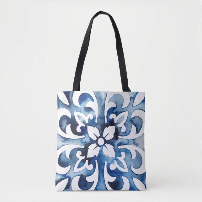 Bolsa Tote Azulejo de cobalto II (Frente)