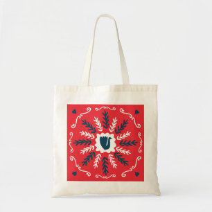 Bolsa Tote Azulejo de Natal Folk Doodle Art