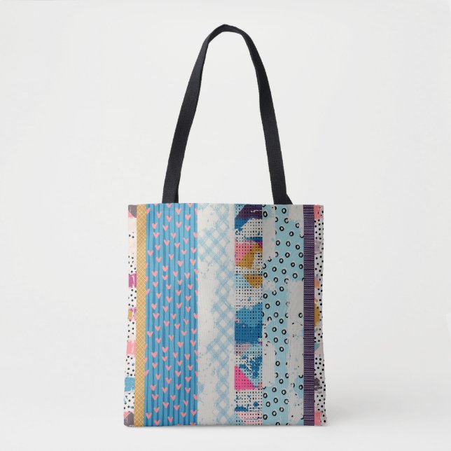 Bolsa Tote Azulejo de Patchwork (Design de padrões) (Frente)