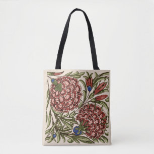 Bolsa Tote Azulejo Flor de Cravo Antigo Rústico Arte De Morga