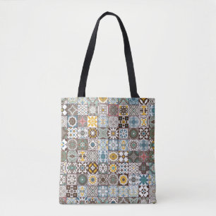 Bolsa Tote Azulejo marroquino colorido
