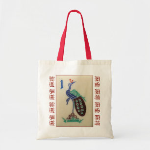 Bolsa Tote azulejo Peacock com 麻 雀 麻 将