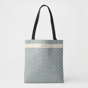 Bolsa Tote Azulejo rosa e azul