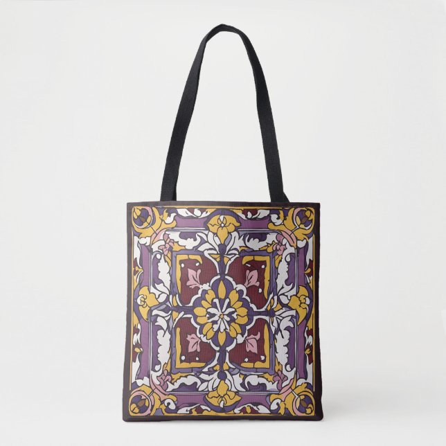 Bolsa Tote Azulejo roxo (Frente)