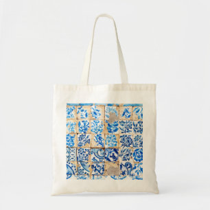 Bolsa Tote azulejo velho de Portugal da decoração azul de