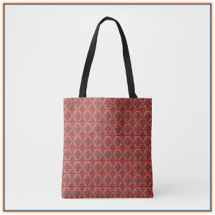 Bolsa Tote Azulejo Vermelho Persa Vintage