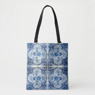 Bolsa Tote Azulejos Antigos em Azul Delft