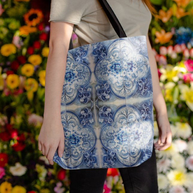 Bolsa Tote Azulejos Antigos no Azul Delft (Criador carregado)