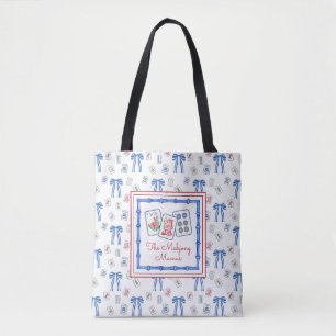 Bolsa Tote Azulejos de Mahjong em Aquarela & Laços Personaliz