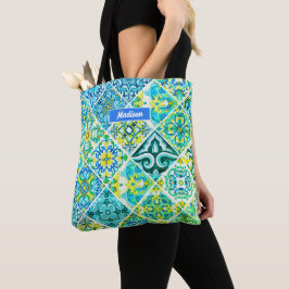 Bolsa Tote Azulejos do Mediterrâneo siciliano