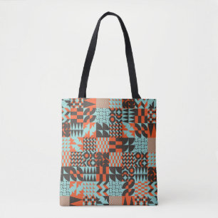 Bolsa Tote Azulejos geométricos mosaicos, padrão elegante sem